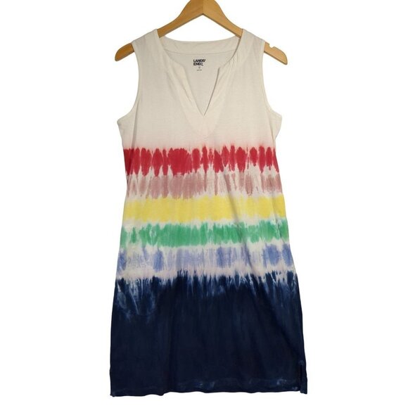 Lands End Shift Dress Womens XS Sleeveless Pockets Cover‎ Up Rainbow Tie Tye - Picture 1 of 10